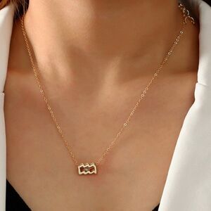 Aquarius Gold Tone Star Sign Necklace Minimalist Zodiac Horoscope Simple